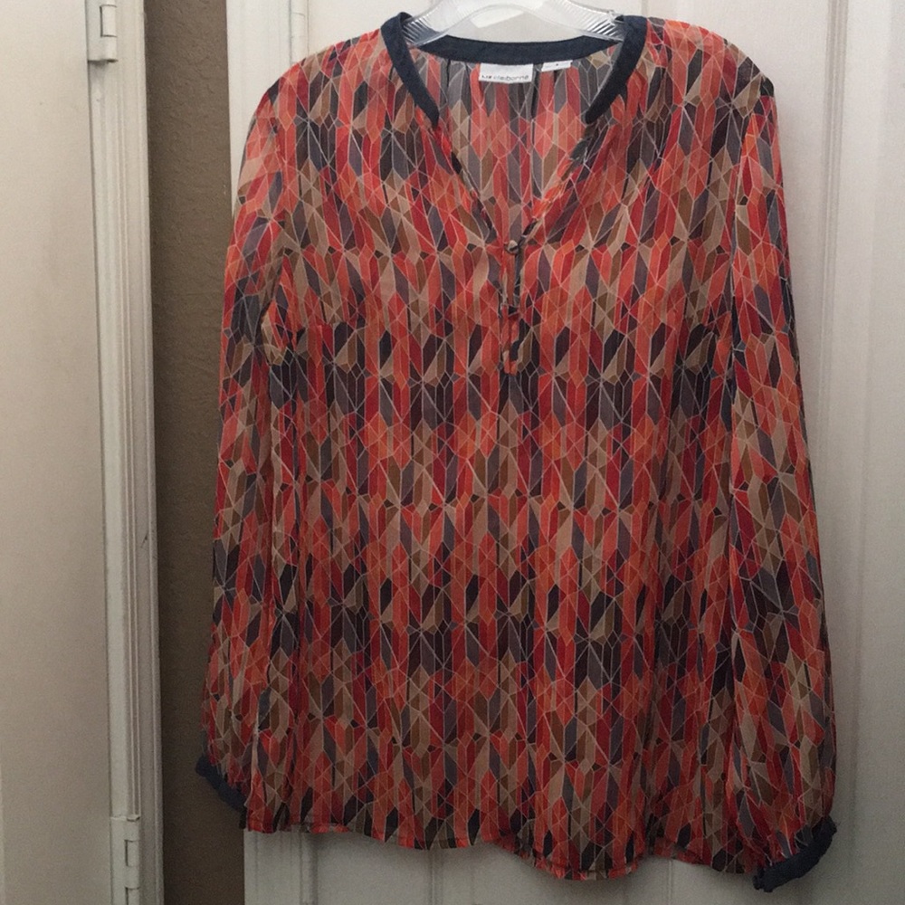 FINAL MARKDOWN Liz Claiborne sheer fall looking blouse small